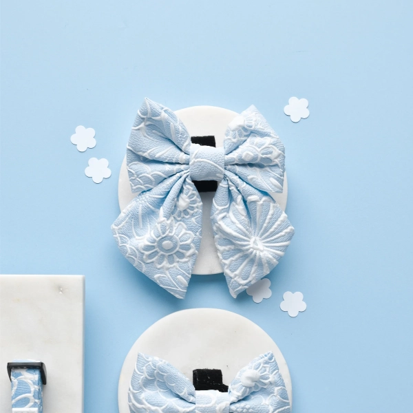 Cocopup London - LUXE Sailor Bow Tie - Baby Blue Flower - Image 2